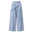 thumbnail image 4 of BRELIL Women's Wide Leg High Waisted Flowy Pants Casual Solid Boho Lounge Palazzo Trousers Vacation Beach Outfits, Sky Blue L, 4 of 9