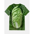 thumbnail image 2 of Men's full body printed cabbage pattern T-shirt - cabbage leaf and stem design, round neck short-sleeved casual summer wear, suitable for theme parties and daily wear (machine washable), 2 of 5