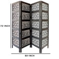 thumbnail image 4 of Four Panel Mango Wood Room Divider with Traditional Carvings, Black and White - Saltoro Sherpi, 4 of 5
