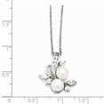 thumbnail image 2 of Sterling Silver Cubic Zirconia White Freshwater Cultured Pearl Leaves Necklace - 18 Inch, 2 of 2