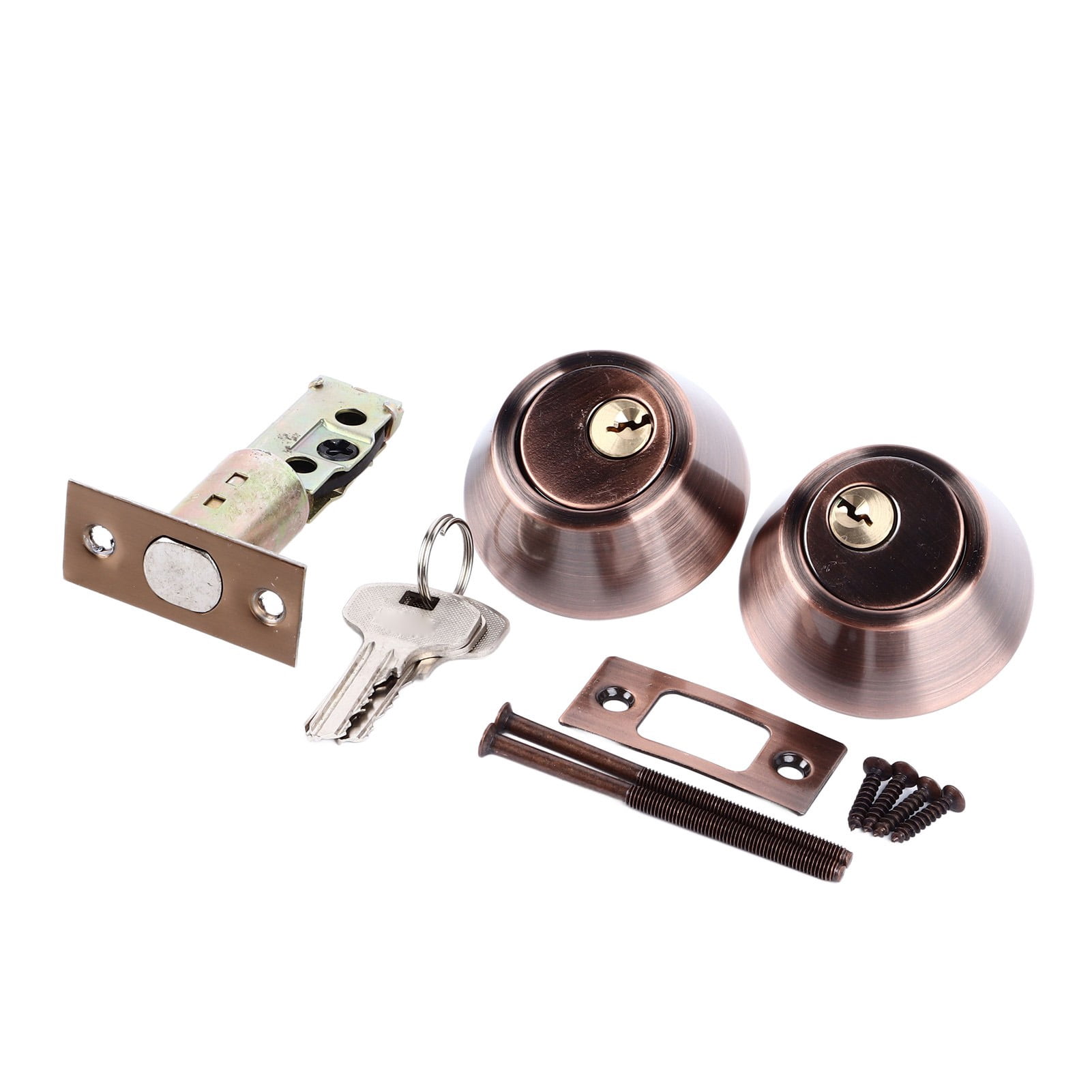 NFTIGB Keyed Entry Door Knob Lock Universal Protection Double Side Interior Door Knob Lock for Home Bedroom Stainless Steel Silver, 3.94 inches / 10 cm