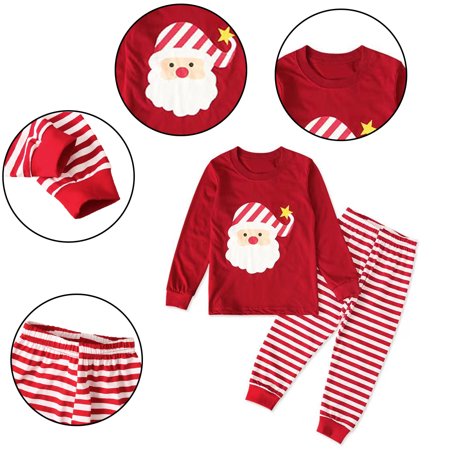 

KYAIGUO 2-8Y Toddler Girls Boys Christmas Pajamas Set 2 Piece Baby Striped Santa Loungewear Kids Long Sleeve Cotton Pjs Sleepwear