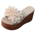 thumbnail image 6 of Pandaie Women's 3D Flower Platform Sandals Bohemia Dressy Wedge Slides Casual Summer Beach Slippers Open Toe Walking Outdoor Shoes Beige Size 6.5, 6 of 7