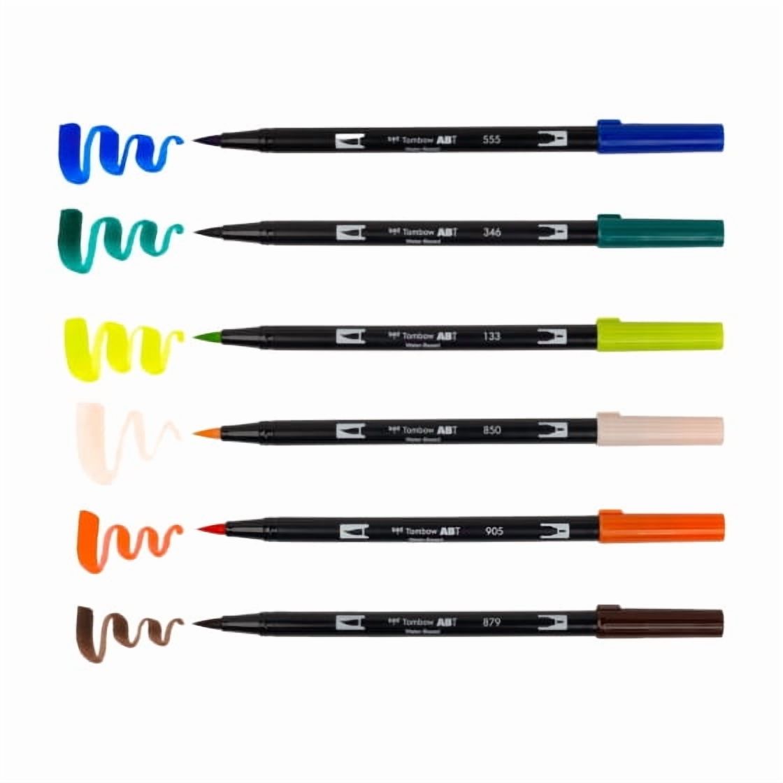 Tombow 72562 Dual Brush Pen Art Markers, Manga Illustration, Wind 6-Pack