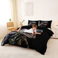thumbnail image 2 of Metsweet Dino T-Rex Bedding, Wildlife Dinosaur Duvet Cover Full, Gray Black Red,Black Reversible,3pcs,1 Duvet Cover and 2 Pillowcases, 2 of 6