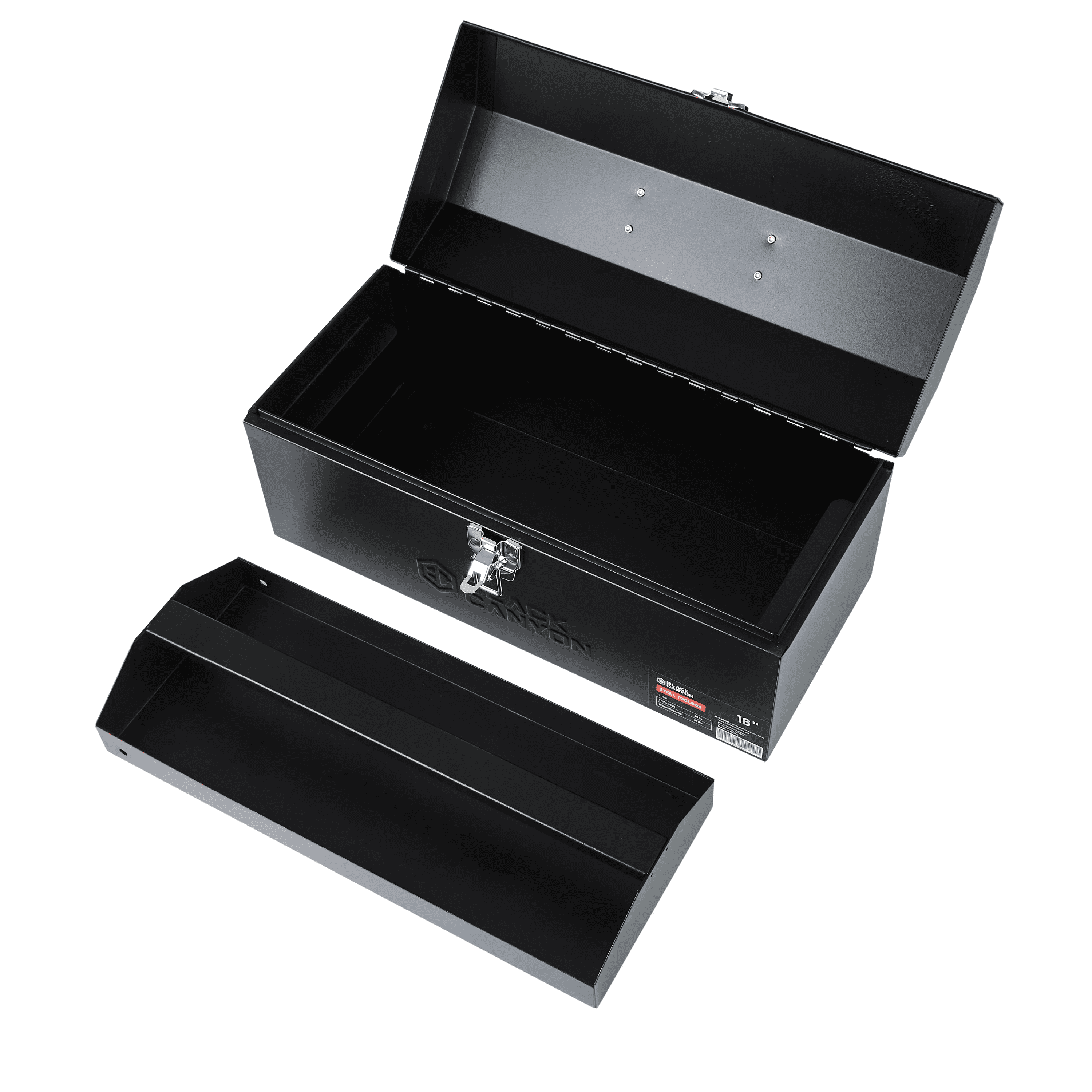 NorthSky 16" Steel Tool Box, Heavy Duty Carbon Steel, Portable Toolbox with Lockable Handle, 4 Anti-Slip Pads, for Trailer, Garage, Mechanic