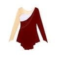thumbnail image 5 of Kaerm Women's Figure Ice Skating Dress Long Sleeves Gymnastics Leotard Contemporary Lyrical Dress Burgundy M, 5 of 7