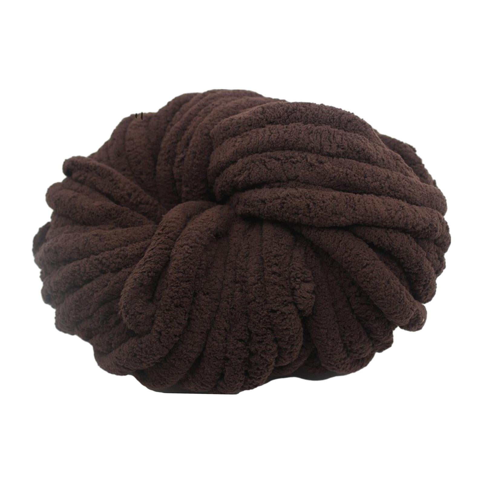 Tachiuwa Chunky Chenille Yarn for Crocheting, Bulky Thick Yarn for Knitting,Super Bulky Chunky Yarn for Hand Knitting Blanket Coffee