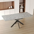 thumbnail image 6 of Extendable Dining Table Set for 6-8 Person with C-Shaped Soft Padded Armless Chairs and Metal Legs, 62.4" to 78.15" Size for Dining Room, 6 of 9