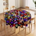 thumbnail image 4 of Odenmar 70 Inch Round Tablecloth, Colorful Boho Floral Table Cover, Retro Flower Print Waterproof Washable Polyester Tablecloth for Dining Kitchen Party Outdoor Decor, 4 of 8