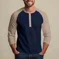 thumbnail image 4 of Hearthz Mens Raglan Shirts 3/4 Sleeve Cotton Henley Neck Baseball Jersey Color Block Mens Tops Casual Fall Men Shirts Graphic, 4 of 9