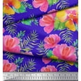 thumbnail image 3 of Soimoi Blue Heavy Canvas Fabric Flower Floral Print Fabric by the Yard 58 Inch Wide, 3 of 3