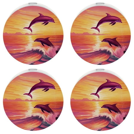 

Night Light Plug into Wall for Kids & Adults，Beach Dolphin Sunset Sensor Small Dusk to Dawn Night Light for Room Bedroom Bathroom Hallway Kitchen