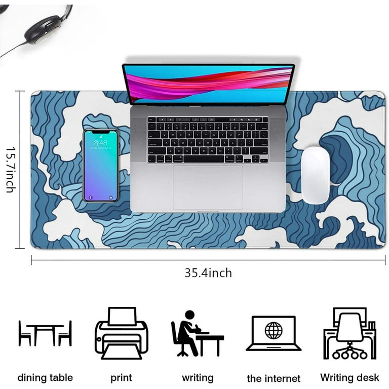 Desk Mat, Desk Mats On Top of Desks Gaming Mouse Pad with Non-Slip Base  Extended Large Mouse Pad XL Keyboard Mouse Pad for Work, Game, Office, Home  - Koi Fish (35.4x15.7 in) 
