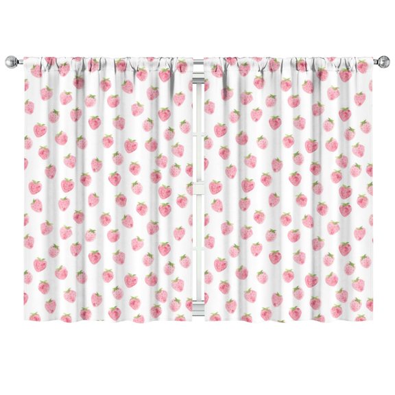 Nursery Curtains Boys Girls Kids Strawberry Plants Fruit White Print Pattern Window Drapes for Living Bedroom Playroom Room Decor Rod Pocket 42x63 Inch 2 Panels
