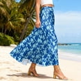 thumbnail image 4 of LWavelet Women Floral Print Maxi Skirt Elastic Waist With Pockets Boho Summer Long Skirt Royal Blue L, 4 of 5
