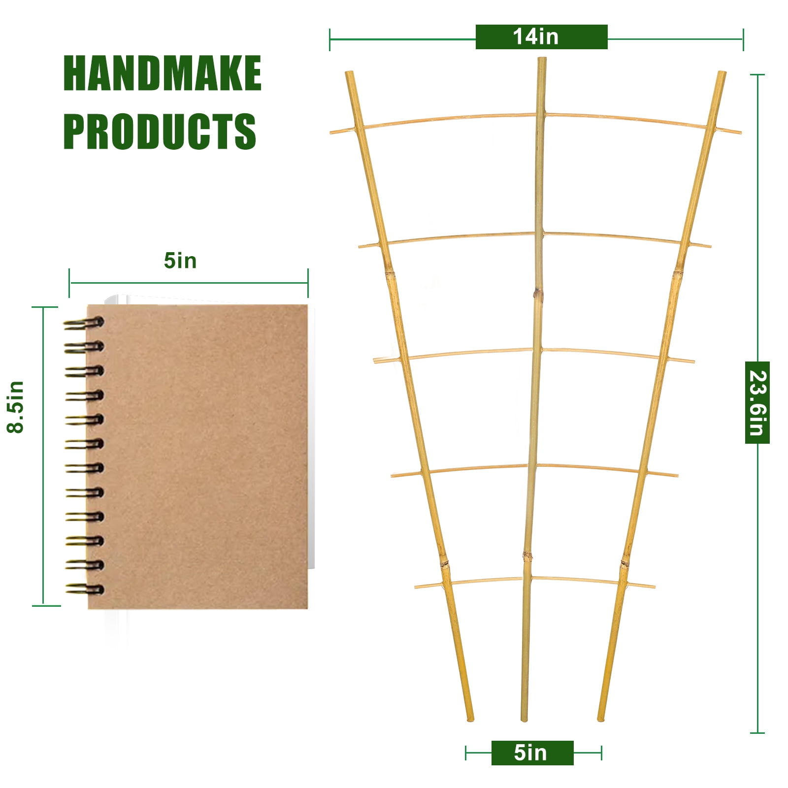 2ft Fan-Shaped Bamboo Trellis-Indoor Plant Support for Climbing Plants, Vegetables, and Potted Plants 3pcs