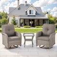 thumbnail image 2 of Giantfurnni 3PCS Patio Wicker Furniture Set Outdoor Rattan Swivel Rocking Chairs with Side Table Outdoor Glider Rocker Bistro Set with Cushions, 2 of 10