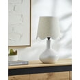 thumbnail image 4 of Livabliss Aviara Rustic Accent Table Lamp, 15-inch, White with Gray Scalloped Shade, 4 of 5