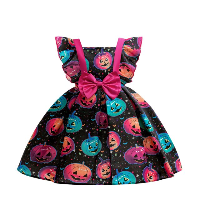 Vestido de Halloween para niñas, vestido estampado, disfraz de bruja para juego de rol, disfraz de mascarada