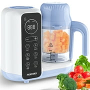 FEBFOXS Baby Food Maker, Multi-Function Baby Food Processor, Steamer Puree Blender, Auto Cooking & Grinding, Baby Food Warmer Mills Machine with Touch Screen Control, Blue