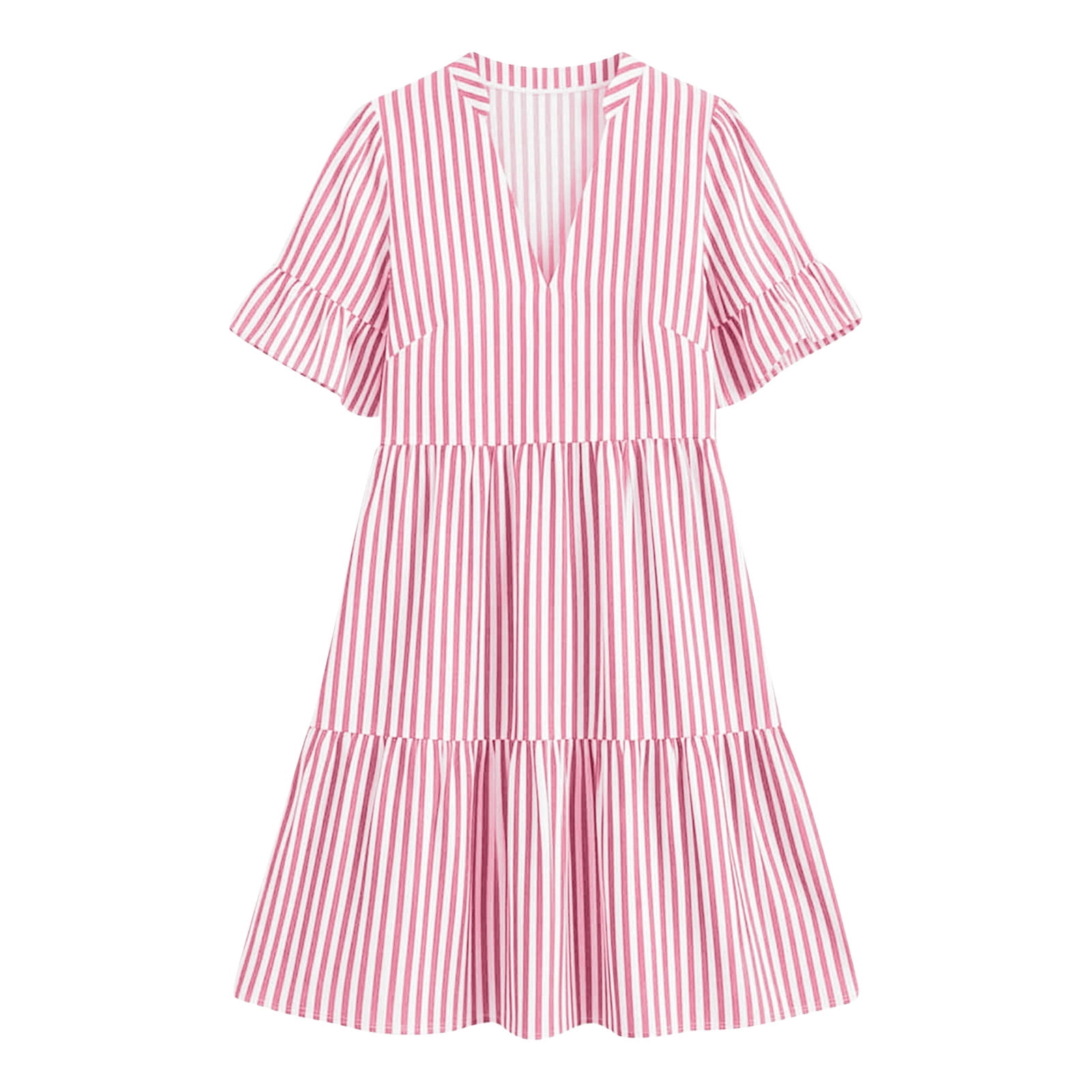 tiered popover dress in striped cotton poplin Clearance Kids Popover Dress in Stripe Size 2