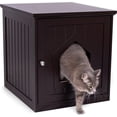 thumbnail image 6 of Litter Box Furniture Enclosure - Hidden  Litter House with Hinged Door, Nightstand & Side Table for Small Cats Dogs - Espresso Wood Cabinet, 6 of 8