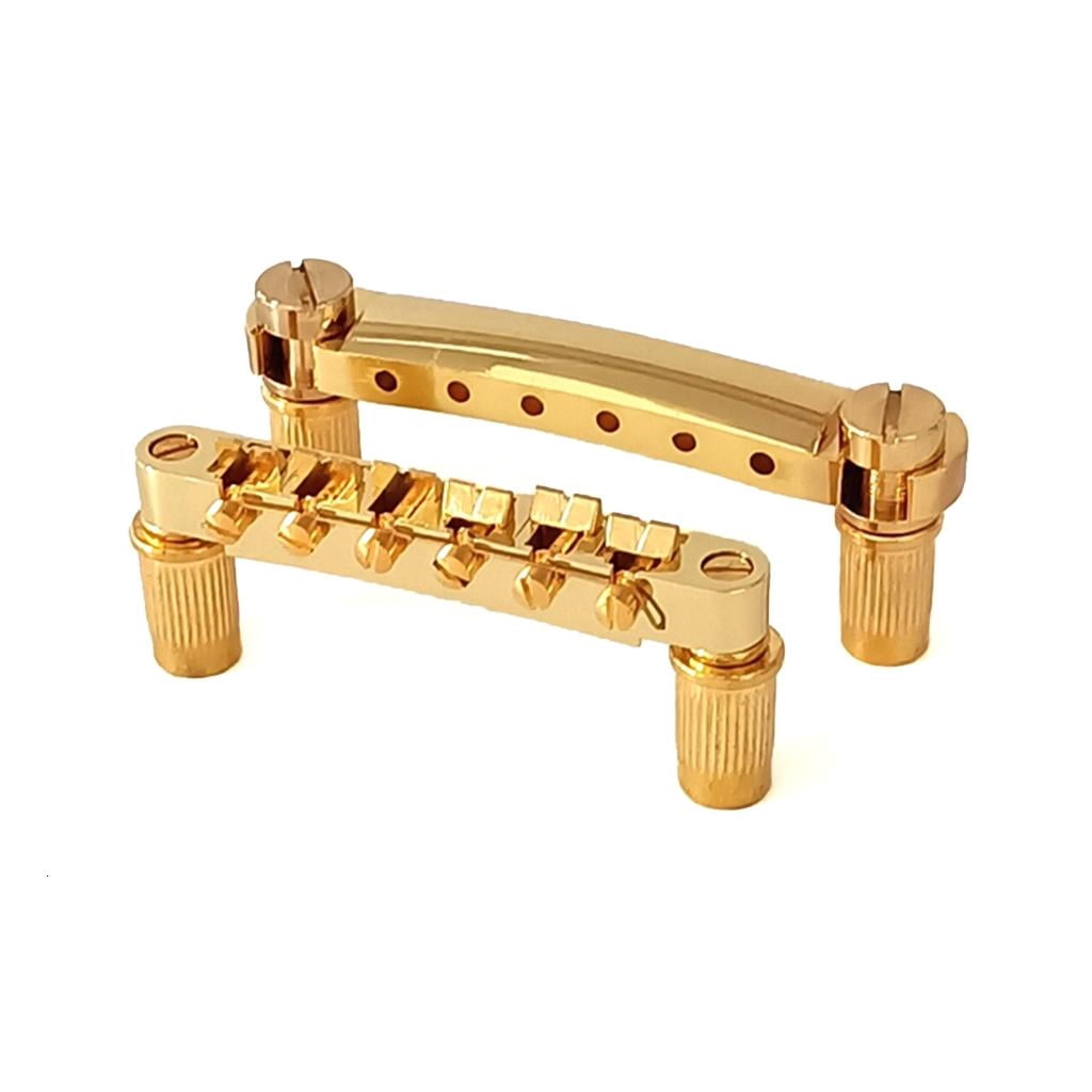 Yihuala Metal Roller Saddle Bridge & Tailpiece Replacement 6 String Electric Guitar Tune-O-Matic Bridge Guitar Parts Easy to Use