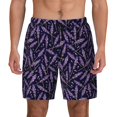 thumbnail image 2 of Picia Lavender Flowers pattern Mens Swim Trunks with Compression Liner Stretch Beach Shorts Quick Dry with Zipper Pockets No-Chafing Board Shorts-, 2 of 9