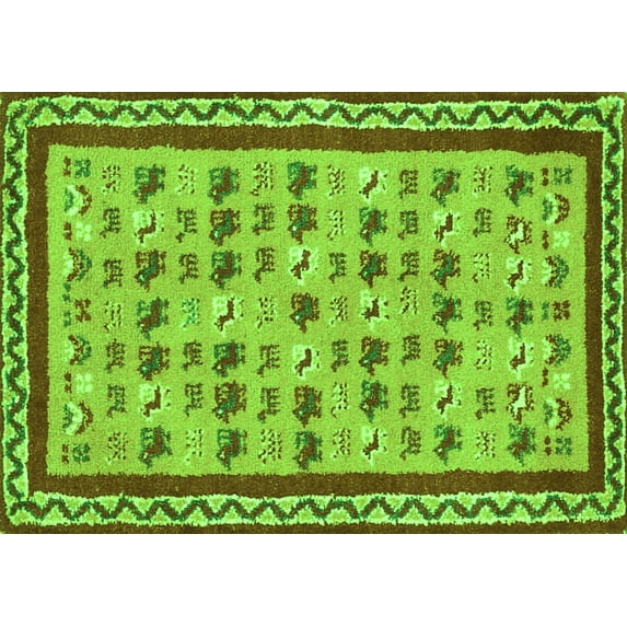Ahgly Company Indoor Rectangle Abstract Green Contemporary Area Rugs, 4' x 6'