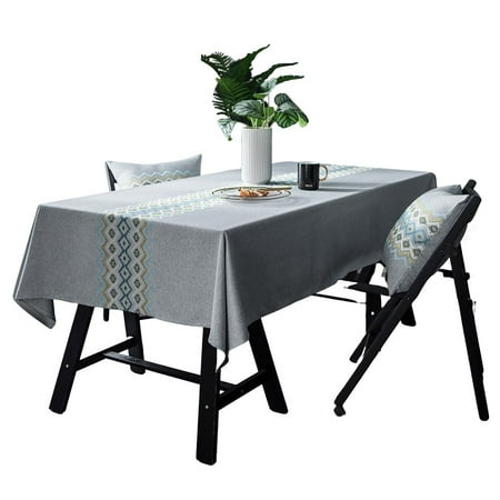 

Rectangular Tablecloth Japanese Solid Color Embroidery Tablecloth And Matching Pillow Cotton Linen Tablecloth For Living Room Restaurant Party Festival-Grey-135*160cm