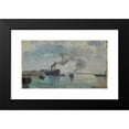 thumbnail image 2 of Rudolf Ribarz 14x10 Black Modern Framed Museum Art Print Titled - Ships in the Port (1882), 2 of 5