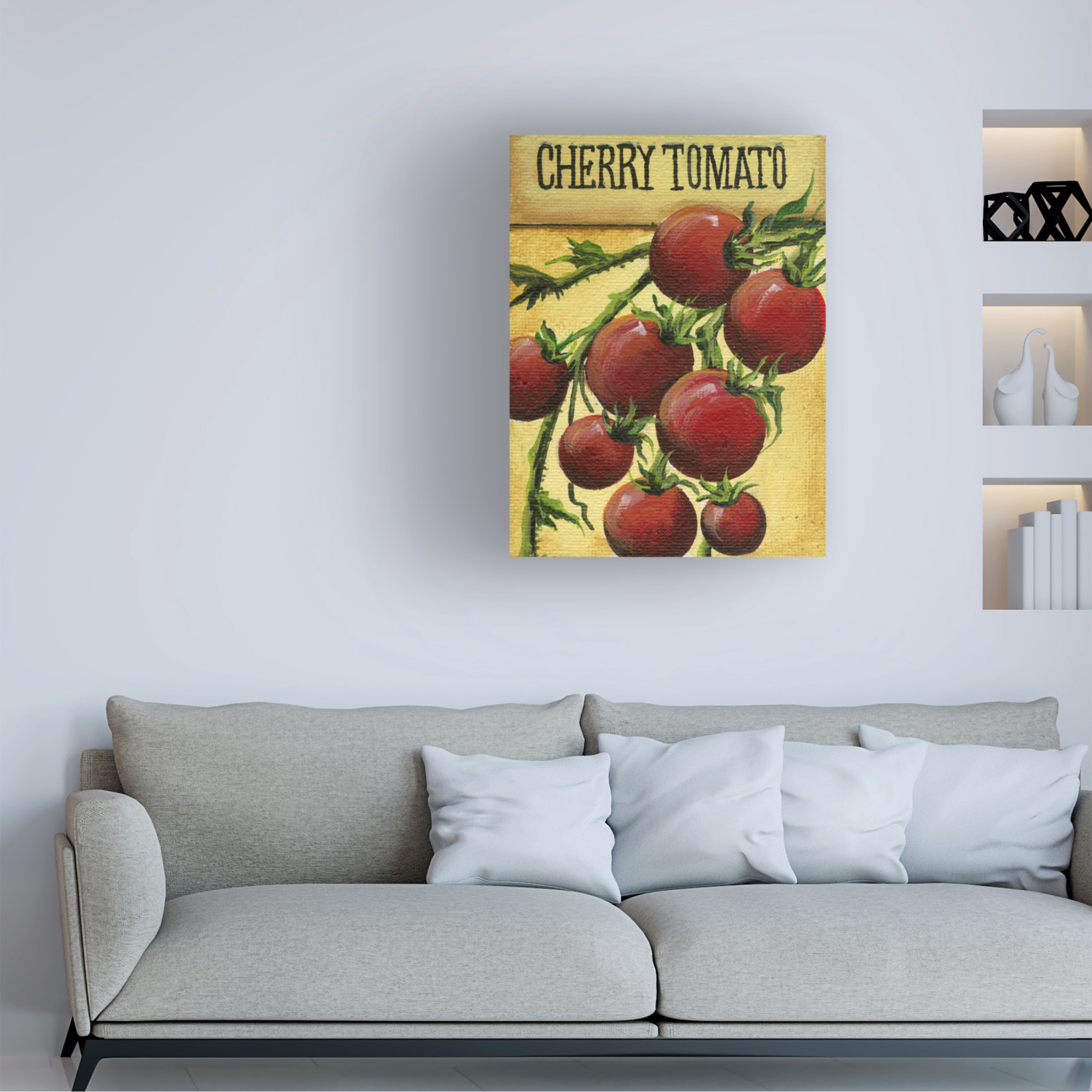 Canvas Wall Art - Debbi Wetzel 'Seed Packets 06 - Cherry Tomato' Wall Art for Living Room, Bedroom, or Office Décor by Trademark Fine Art - 14 x 19 Inches