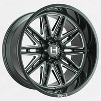 22x10 Hostile H126 Maniac Blade Cut (Gloss Black & Milled) Wheel 6x135 (-25mm)