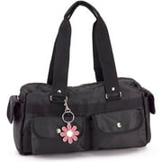 Black Satchel with Daisy Keychain