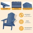 thumbnail image 6 of Boyel Living Folding Adirondack Chair Outdoor Patio Chairs HIPS Adirondack Lawn Deck Chair with Cup Holder for Garden Fire Pit Recliner Weather Resistant Lawn Seating (Navy Blue）, 6 of 8
