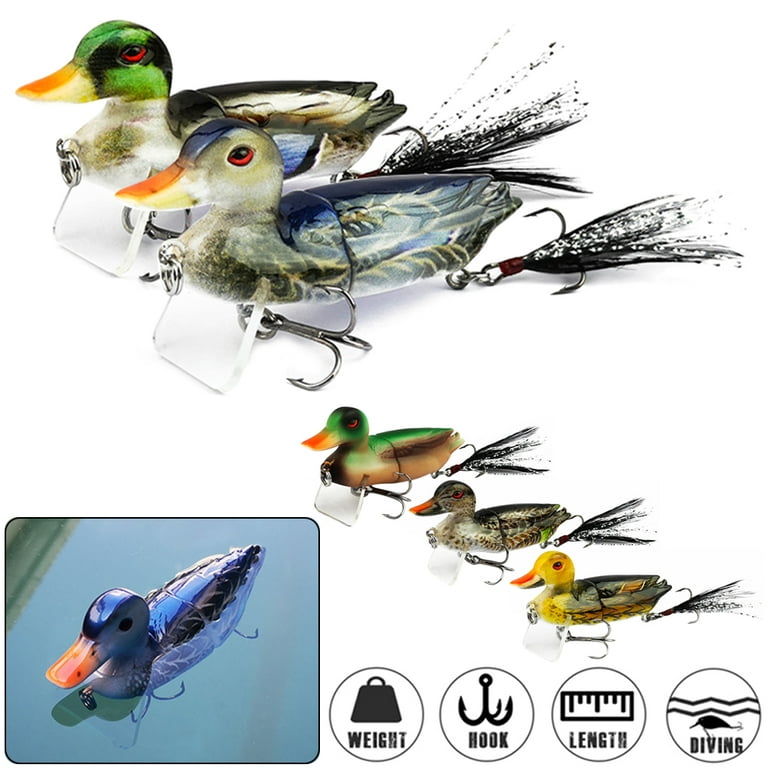 1pc 7cm/2.76 Artificial Duck Shape Fish Hard Lure Bait River Ocean Fishing Tackle Tools, Floating Artificial Bait Plopping for Outdoor Fishing and
