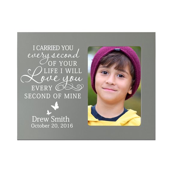 Personalized Wooden Memorial 8x10 Picture Frame holds 4x6 photo I Carried You Every Second