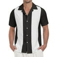 thumbnail image 3 of GIRUNS Men's Vintage Bowling Shirt Short Sleeve Button Up Summer Vacation Beach Shirt, 3 of 6