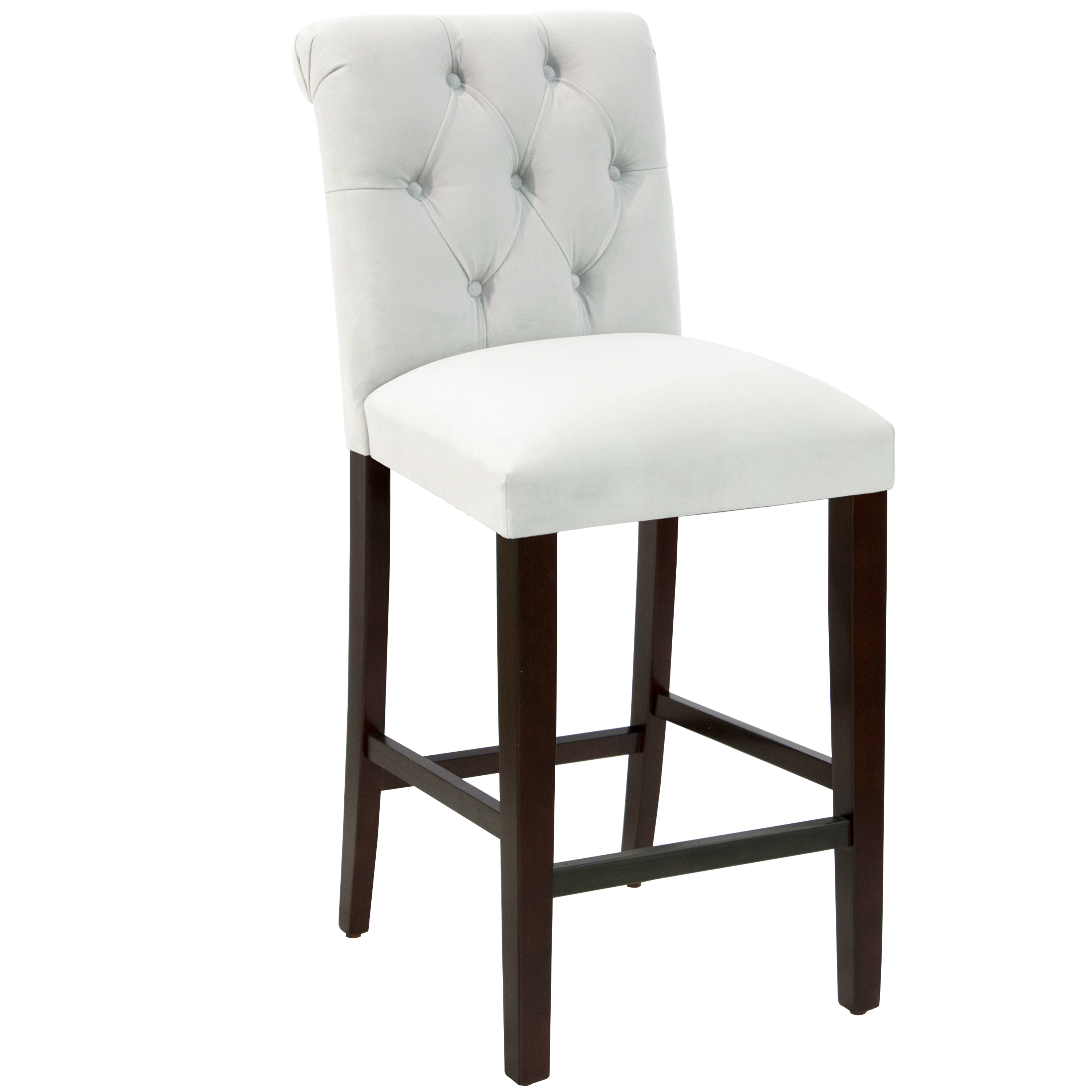 Tufted Rollback Bar Stool in Velvet White