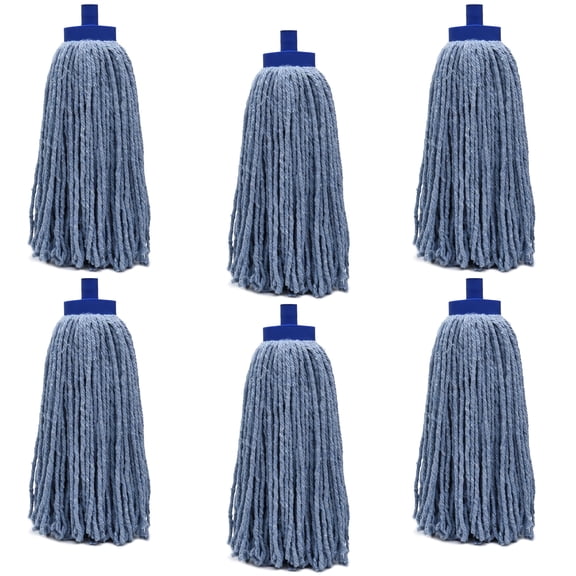 Heavy Duty Commercial & Residential Wet Mop, Industrial Blended Cleaning Mops, Cut-End Design for Home, Office & Warehouse, 6 Pack