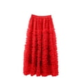 thumbnail image 2 of Blmnix Long Skirts Skirts for Women Trendy Ruffle Skirt Tulle Skirt Skirts Long Skirt Red Burgundy Skirt for Women,Free Size, 2 of 5