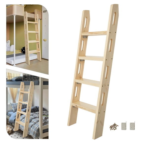 ToppiJoy 4 Step Bunk Bed Ladder, Wooden Ladder, Loft Ladder, Heavy Duty Loft Truck Boat Safety Climb Ladder for Caravans, Lofts, Dormitory Double Beds