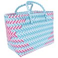 thumbnail image 5 of 1 bolsa de plástico tejida a mano, moderna, a rayas, de gran capacidad., 5 of 5