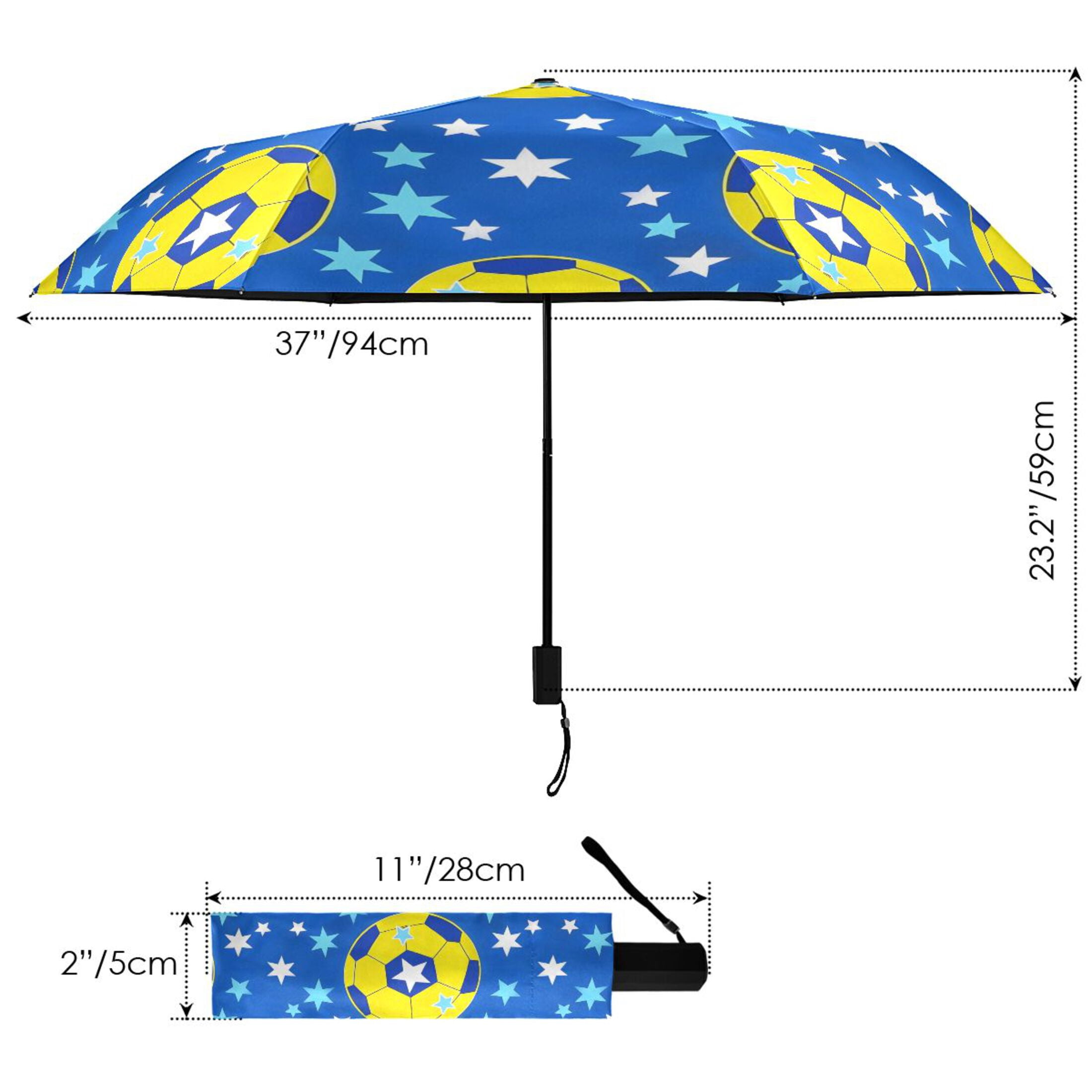 ALAZA Soccer Star Footballs UPF 50+ Compact Folding Umbrella for Rain Travel Umbrella Packable