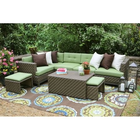 AE Outdoor Hampton 8 Piece Sunbrella Sectional Set with Cushions