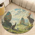thumbnail image 5 of Easter Bunnies Rabbits Floral Medallion Round Rug - Small Round Area Rug, Soft Non-Slip Machine Washable Bedroom Mat Indoor Accent Entry Carpet for Office Desk Dorm Hallway, 5 of 7