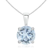 Angara Necklace - Natural 1.6 ct Aquamarine Solitaire Pendant Necklace in 925 Sterling Silver for Women | Natural Aquamarine Necklace