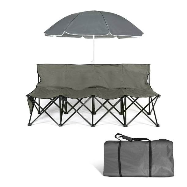 Portable Double Picnic Chairs 4 Seat Folding Camping Chairs Outdoor Bench Lawn Chairs for Adults