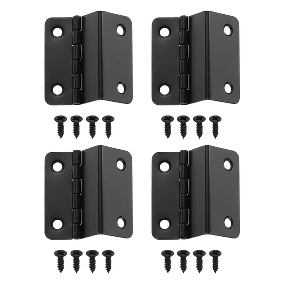 Uxcell Three Fold Hinge 1.61x0.47" Iron Retro Chest Hinge Black 4 Pcs, Vintage Folding Hinges Hardware with Screws for Wooden Cabinet Door Wardrobe Jewelry Boxes, 0.75" Fold Edge, 4 Mounting Holes